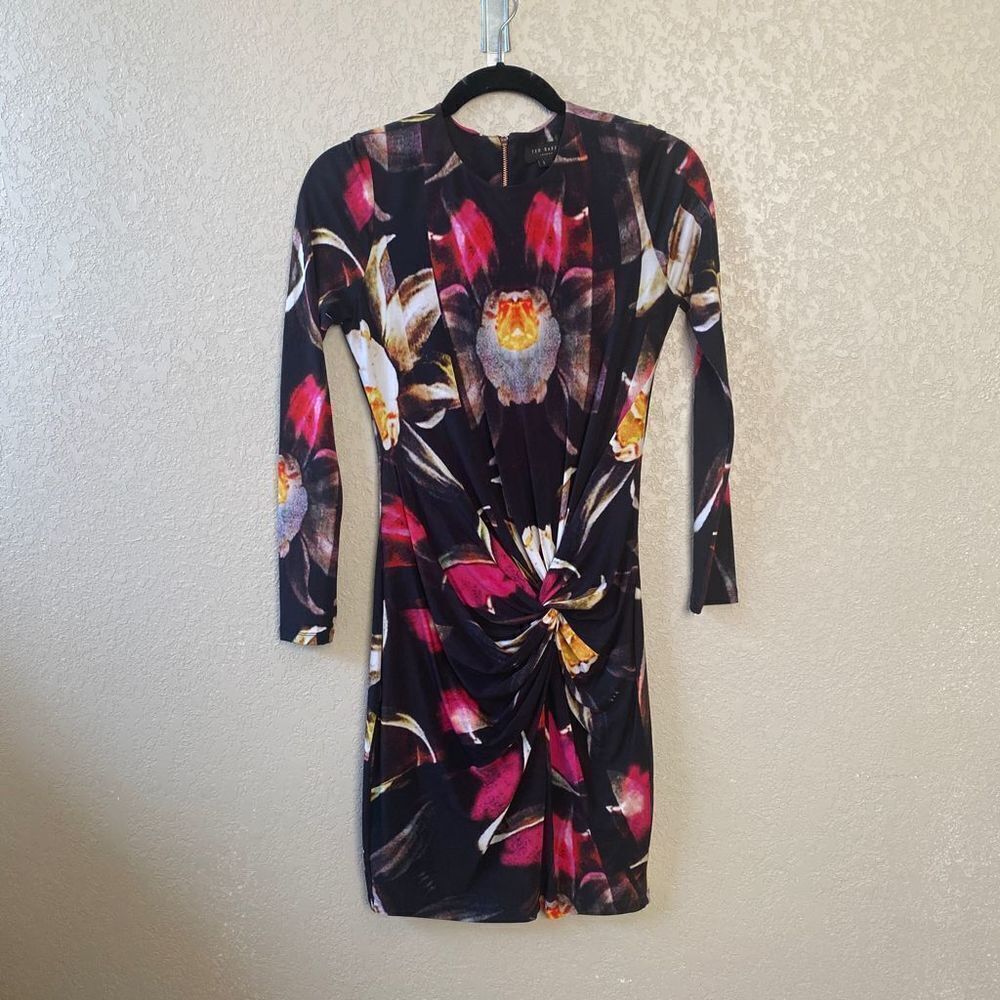 Ted Baker London Size 1 Floral Long Sleeve Dress - Picture 3 of 14